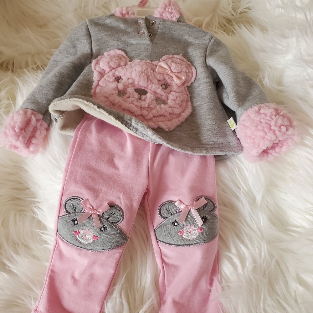 2Pc Duck Duck Goose Teddy Bear Outfit 0-3 mths